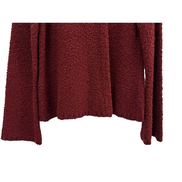 Elena Solano Maroon Open Front Sweater Wool Blend L Cozy Warm Minimalist - Picture 2 of 9